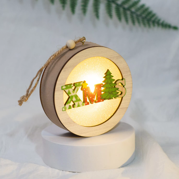 Light-Up Wooden Christmas Decor – LED Hanging Ornament