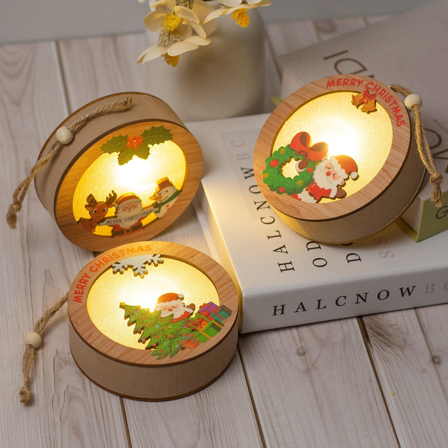 Light-Up Wooden Christmas Decor – LED Hanging Ornament