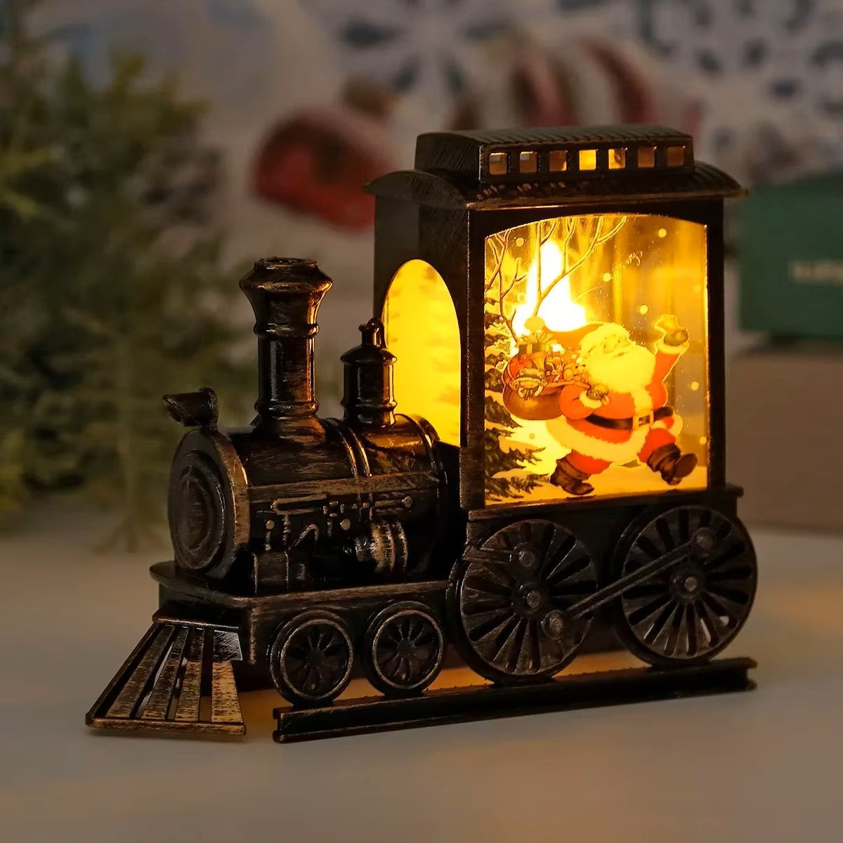 LED Vintage Train Night Light – Portable Battery-Powered Christmas Lantern for Outdoor Hanging & Festive Decorations