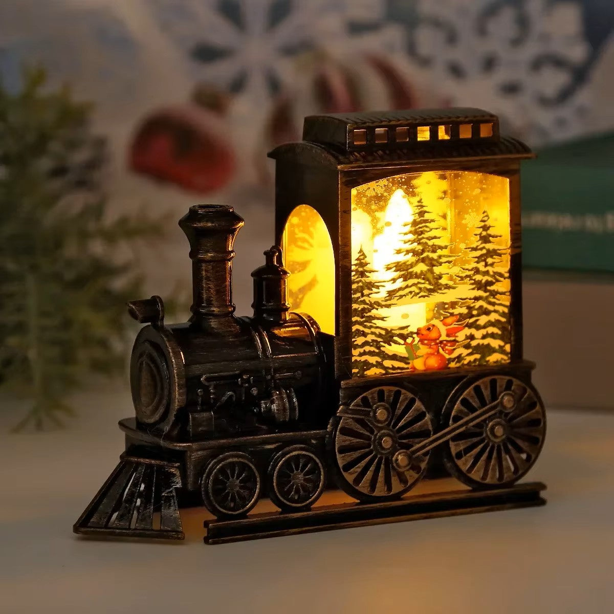 LED Vintage Train Night Light – Portable Battery-Powered Christmas Lantern for Outdoor Hanging & Festive Decorations